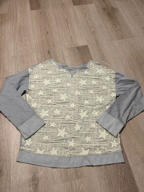 Princess by Vera Wang Knit Gauze Front Star Print Long-Sleeve Top Sz Large